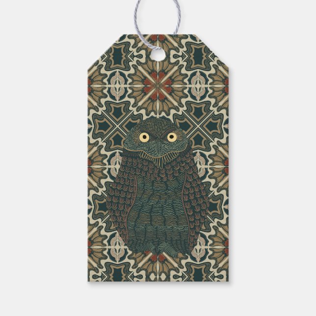 Dekorierte Burrowing Owl Golden Brown Earth Tones Geschenkanhänger (Vorderseite)