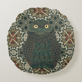 Dekorierte Burrowing Owl Golden Brown Earth Tones Rundes Kissen