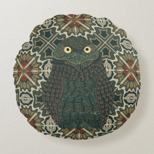 Dekorierte Burrowing Owl Golden Brown Earth Tones Rundes Kissen