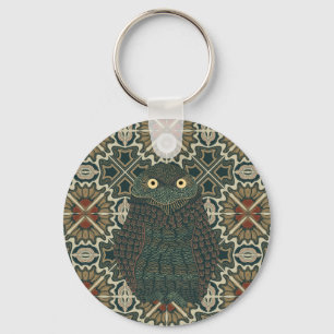 Dekorierte Burrowing Owl Golden Brown Earth Tones Schlüsselanhänger