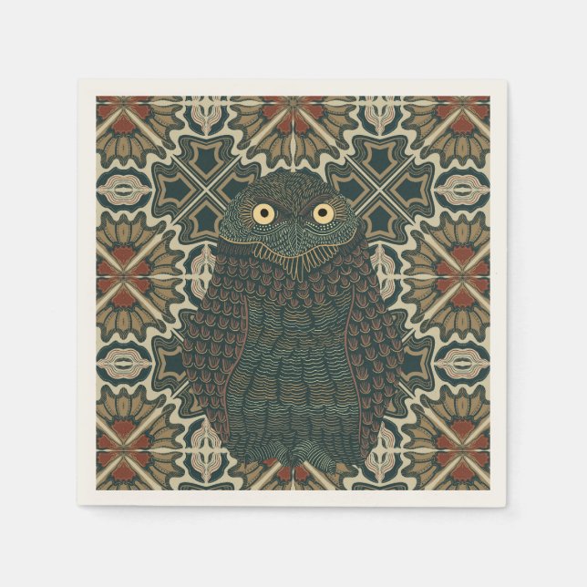 Dekorierte Burrowing Owl Golden Brown Earth Tones Serviette (Vorderseite)
