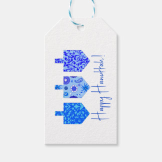 Dekorierte Dreidels weiß Geschenkanhänger