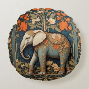 Dekorierte Elephant William Morris Inspirierte flo Rundes Kissen