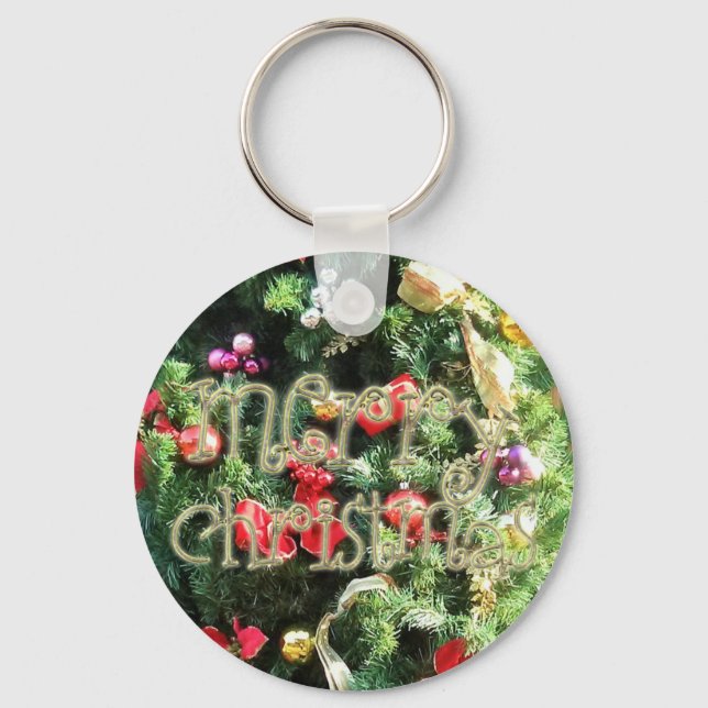 Dekorierte, frohe Weihnachtsbaumkette Schlüsselanhänger (Vorderseite)