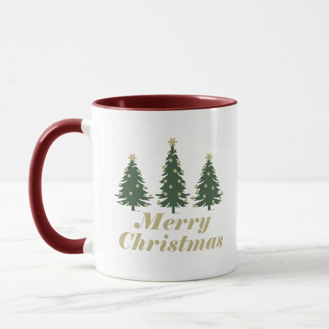 Dekorierte, fröhliche Weihnachtskiefern Tasse (Links)