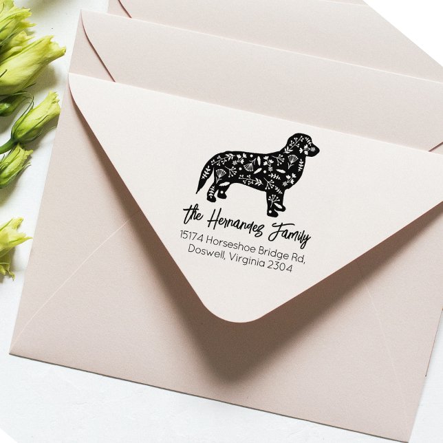 Dekorierte Golden Retriever Family Rücksendeadress Gummistempel (Von Creator hochgeladen)