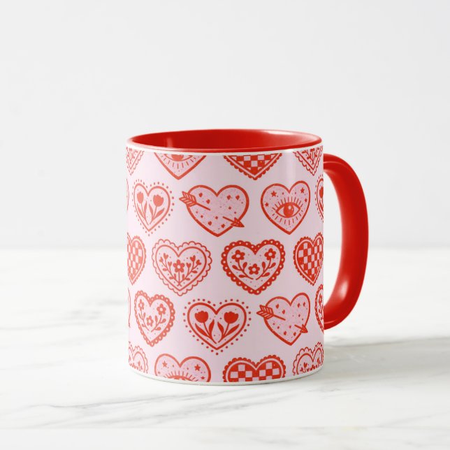 Dekorierte Herzen Tasse (VorderseiteRechts)