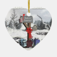 Dekorierte Mailbox Geschenke Schneeszene Herz Orna