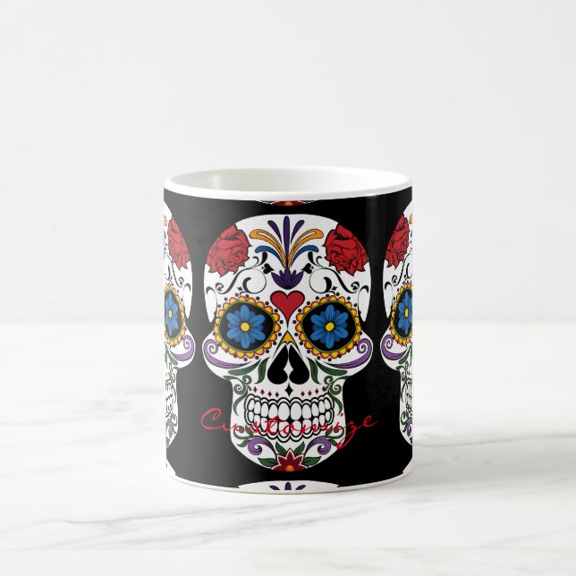 Dekorierte menschliche Schädel Art Thunder_Cove Kaffeetasse (Mittel)