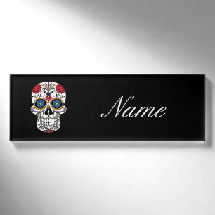 Dekorierte menschliche Schädelkunst Thunder_Cove Namenschild