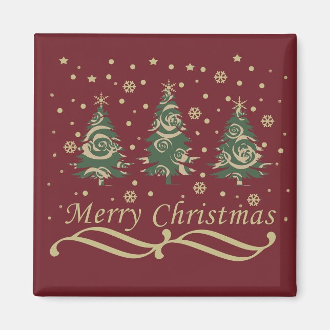 Dekorierte, moderne frohe Weihnachtskiefern Magnet (Vorne)