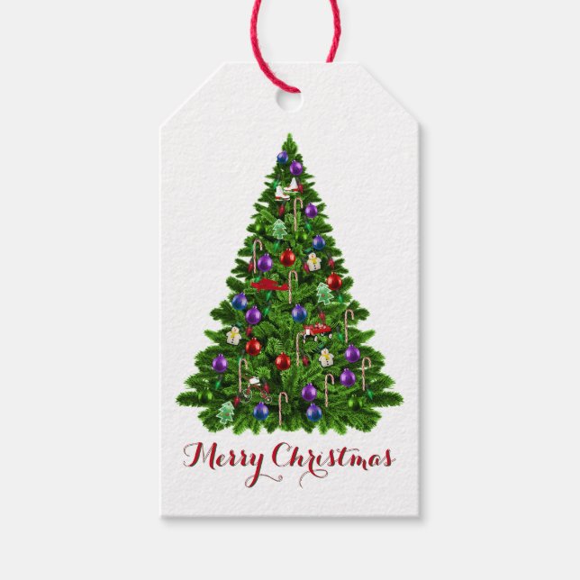 Dekorierte Weihnachtsbaum Frohe Weihnachtsgeschenk Geschenkanhänger (Vorderseite)