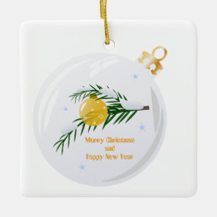 Dekorierte Weihnachtszweig in Bauble Keramikornament