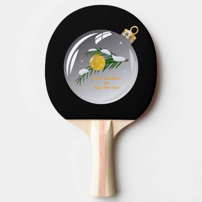 Dekorierte Weihnachtszweig in Bauble Tischtennis Schläger (Vorderseite)