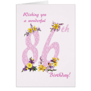 Dekorierte Zahlen der 86. Blume