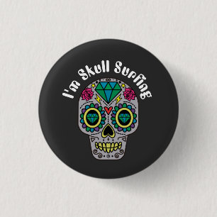 Dekorierter abstrakter Totenkopf-Button Button