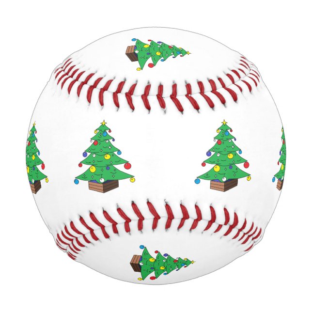 Dekorierter Weihnachtsbaum-Cartoon Baseball (Vorderseite)