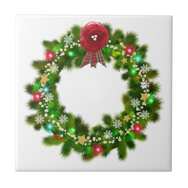 Dekorierter Weihnachtskranz Fliese (Vorderseite)