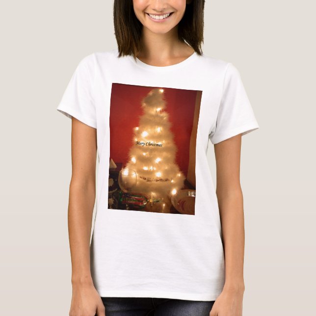 Dekorierter weißer Weihnachtsbaum T-Shirt (Vorderseite)