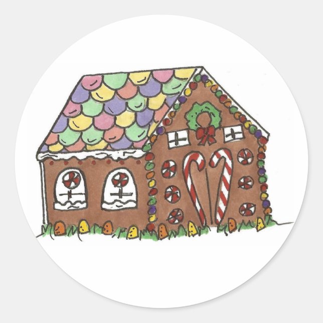Dekoriertes Gingerbread Weihnachtsfest Weihnachten Runder Aufkleber (Vorderseite)