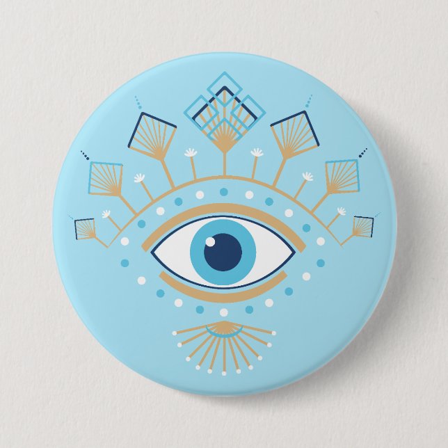 Dekoriertes griechisches Eye Türkisches Schutzsymb Button (Vorderseite)