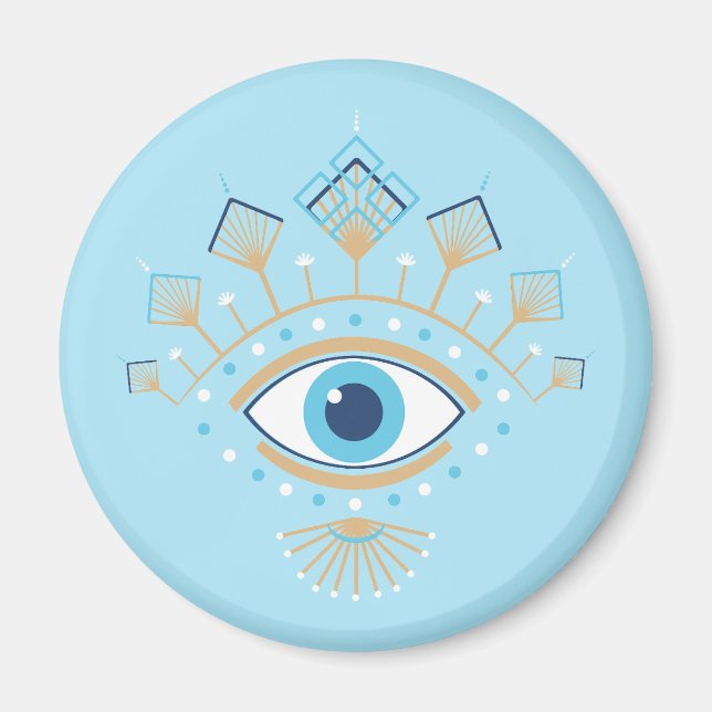 Dekoriertes griechisches Eye Türkisches Schutzsymb Magnet (Vorne)