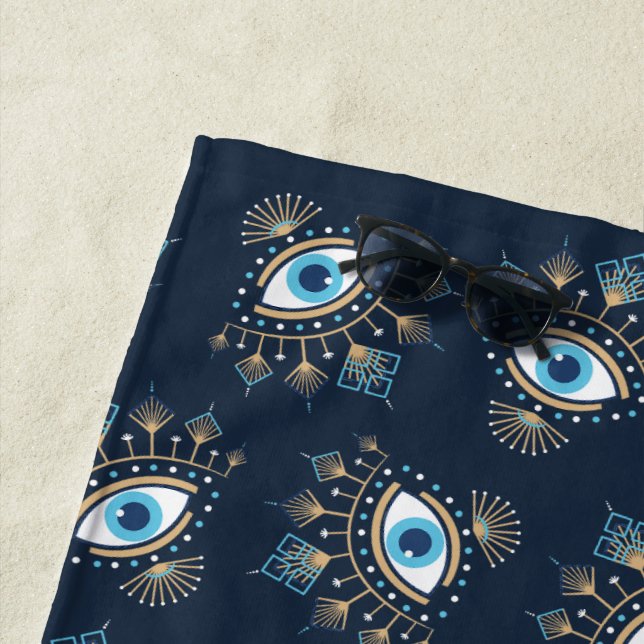 Dekoriertes griechisches Eye Türkisches Schutzsymb Strandtuch (Beispiel)