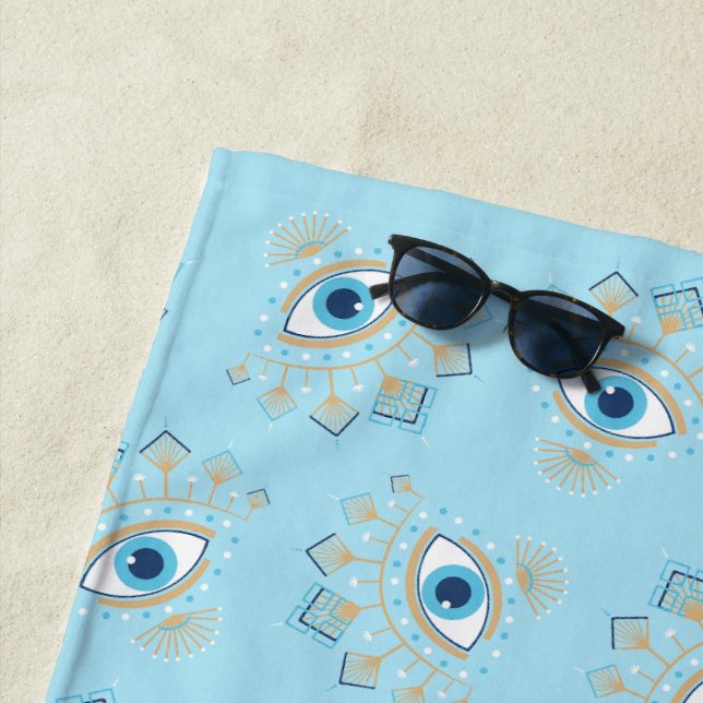 Dekoriertes griechisches Eye Türkisches Schutzsymb Strandtuch (Beispiel)