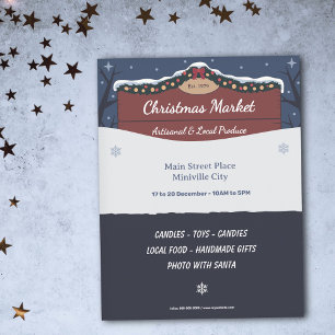 Dekoriertes Holzschild - Weihnachtsmarkt Flyer