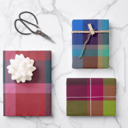 Dekoriertes Karomuster Geschenkpapier Set