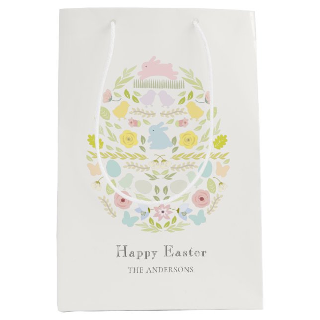 Dekoriertes Ostereier, Blumenblätterblättern Mittlere Geschenktüte (Vorderseite)