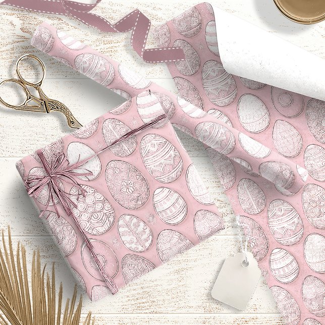 Dekoriertes Ostereier Muster Pink ID1096 Geschenkpapier (Von Creator hochgeladen)