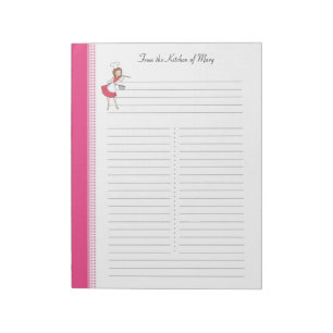 Dekoriertes Personalisiertes Rezept Pad Lined Notizblock