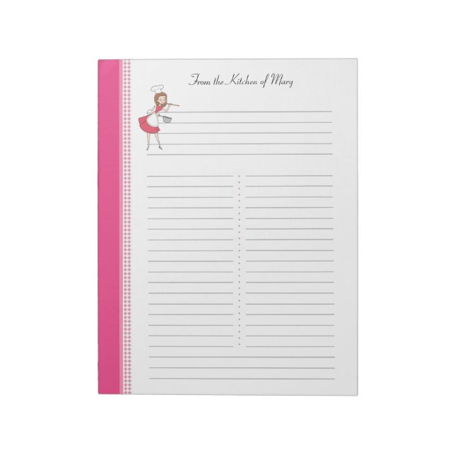 Dekoriertes Personalisiertes Rezept Pad Lined Notizblock (Rotiert)