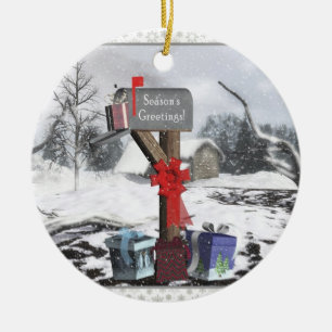 Dekoriertes Postfach Geschenke Winterzene Ornament