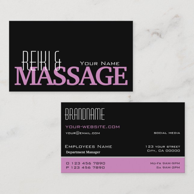 Dekoriertes Schwarzes Lilac Weiß Typografisch und  Visitenkarte (Vorne/Hinten)