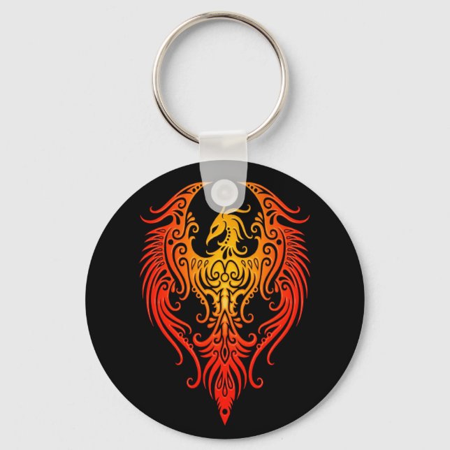 Dekoriertes Tribal Phoenix Schlüsselanhänger (Vorderseite)