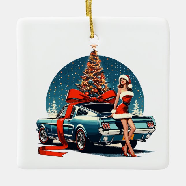 Dekorierung Weihnachtsbaum Vinto Mustang 66 Keramikornament (Vorderseite)