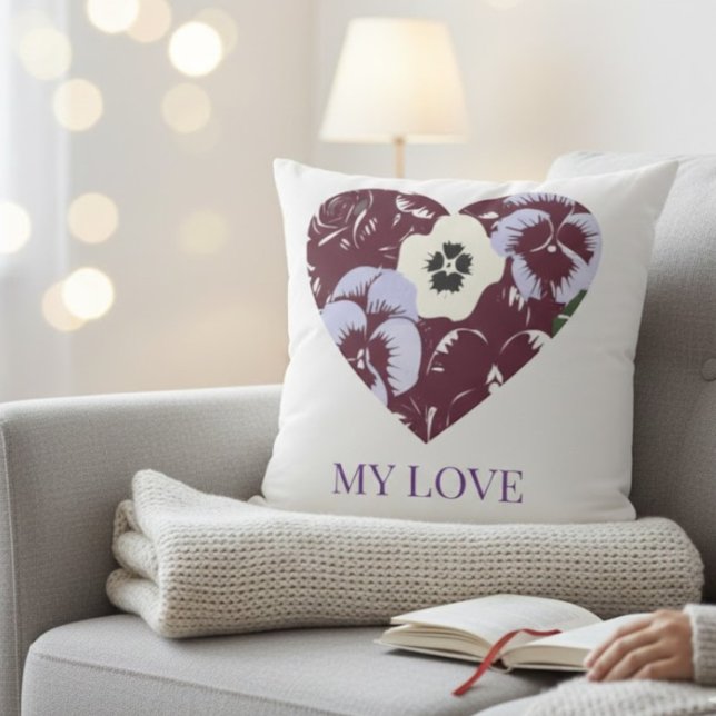 Dekorkissen Herz aus Veilchen "MEINE LIEBE" Kissen (Von Creator hochgeladen)