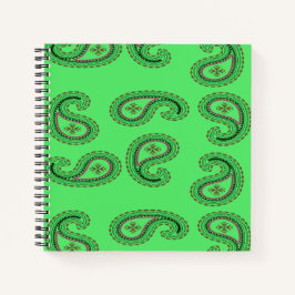 Dekorpaisley-Muster auf grün Notizbuch