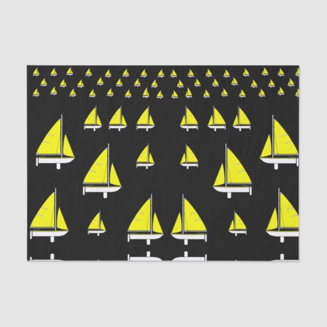 Dekorpapier Segelboote gelb Seidenpapier (Vorderseite)