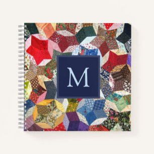 Dekorpatchwork-Sternenmuster-Monogramm Notizbuch