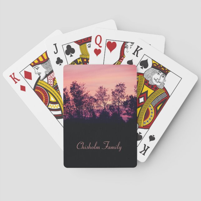 Dekorrosa und Lila Landschaft Spielkarten (Rückseite)