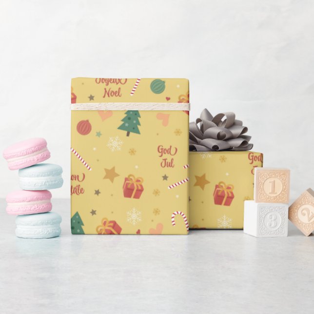 Dekotrative Retro-Weihnachtsmuster Geschenkpapier (Babyparty)