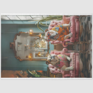 Dekoupage 2 Chic Bulldogs in Pink Salon Seidenpapier