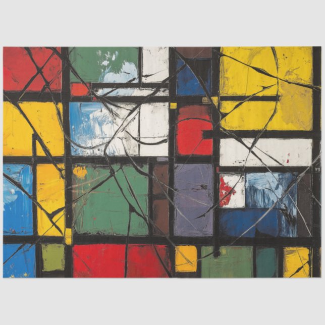 Dekoupage Abstrakt Geometric Vibranric Color Squar Seidenpapier (Vorderseite)