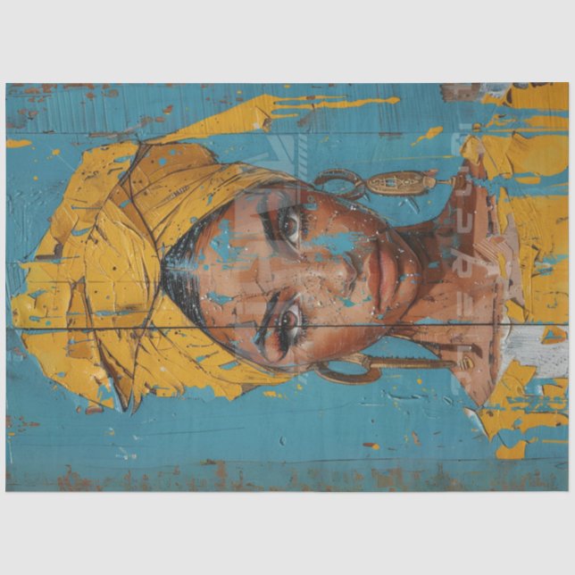 Dekoupage Abstrakt Painting African American Teals Seidenpapier (Vorderseite)