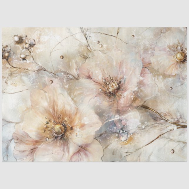 Dekoupage Abstrakte Blume Mix aus Farben Cremes Seidenpapier (Vorderseite)