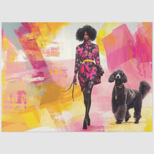 Dekoupage Abstrakte Woman Standard Poodle. Seidenpapier (Vorderseite)