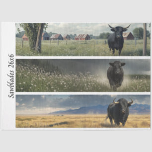 Dekoupage Angus Bull Designs für Handsägen Seidenpapier